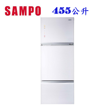 上揚家電-聲寶玻璃變頻三門冰箱455公升(SR-A46GDV(W6))